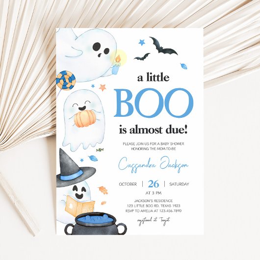Blue Little Boo Halloween Baby Dusche Einladung