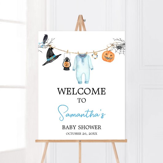 Blue Little Boo Halloween Baby Dusche Empfang Poster