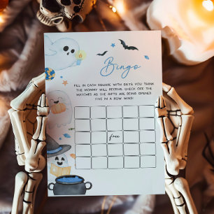 Blue Little Boo Halloween Baby Shower Bingo Spiel