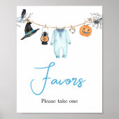 Blue Little Boo Halloween Baby Shower Favoriten Poster (Vorne)
