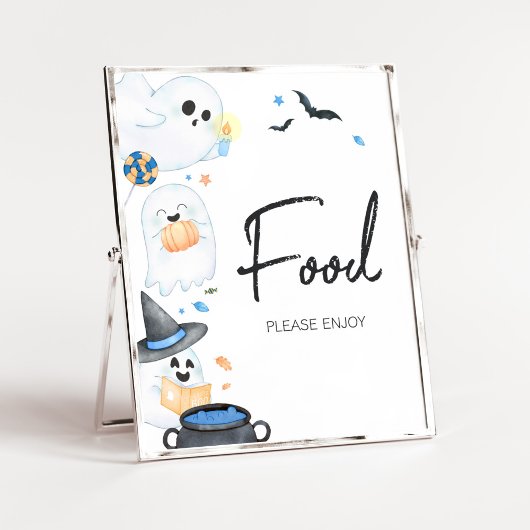 Blue Little Boo Halloween Baby Showfood Poster