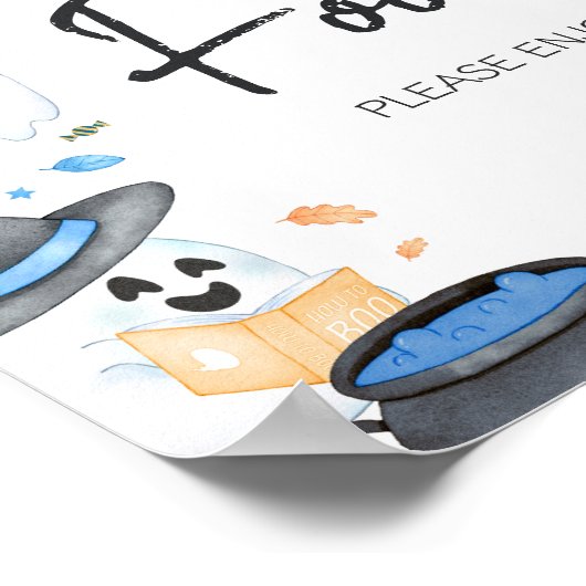 Blue Little Boo Halloween Baby Showfood Poster (Ecke)