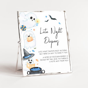 Blue Little Boo Halloween Spate Night Diapers Poster
