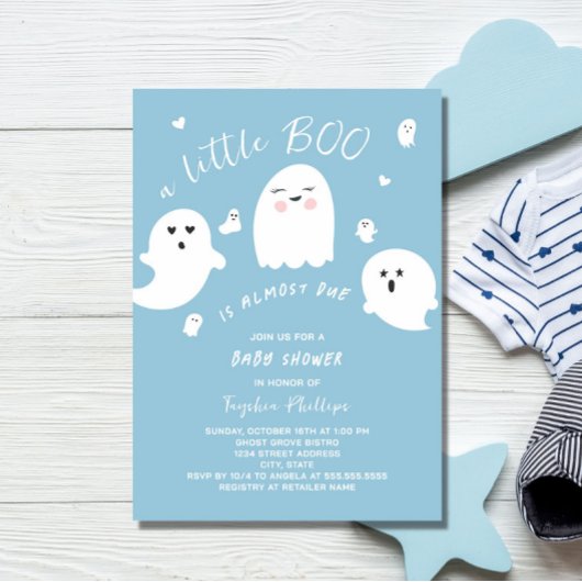 Blue Little Boo ist die Kinderdusche von Halloween Einladung