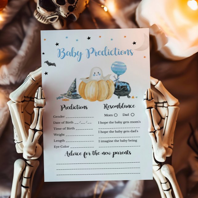 Blue Little Boo Pumpkin Baby Vorhersagespiel (Pumpkin Halloween Baby Shower Baby Predictions Game)