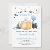 Blue Little Boo Pumpkin Halloween Baby Dusche Einladung (Vorderseite)