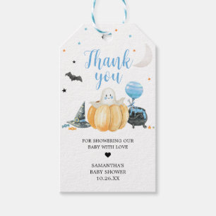 Blue Little Boo Pumpkin Halloween Gefälligetags Geschenkanhänger