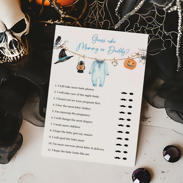 Blue Little Boo rät, wer Mama oder Daddy Game (Halloween Baby Clothes Baby Shower Guess who Mommy or Daddy Game)