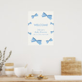 Blue Little Bow Frame Boy Baby Dusche Empfang Poster (Küche)