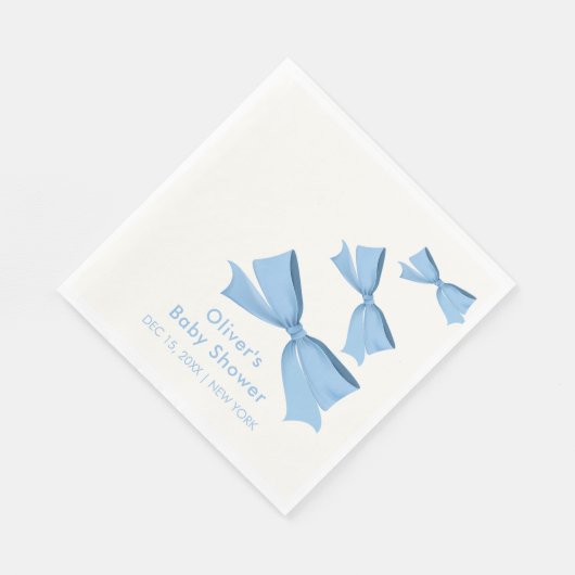 Blue Little Bow Frame Boy Baby Dusche Serviette (Ecke)