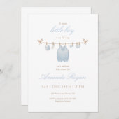 Blue Little Boy Baby Shower Invitation Einladung (Vorne/Hinten)