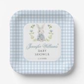 Blue Little Bunny Boy Gingham Boho Baby Shower Pappteller (Vorderseite)