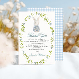 Blue Little Bunny Spring Baby Boy Dusche Dankeskarte