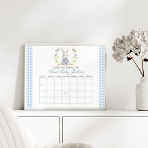 Blue Little Bunny Spring Baby Due Date Callendar