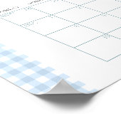 Blue Little Bunny Spring Baby Due Date Callendar Poster (Ecke)