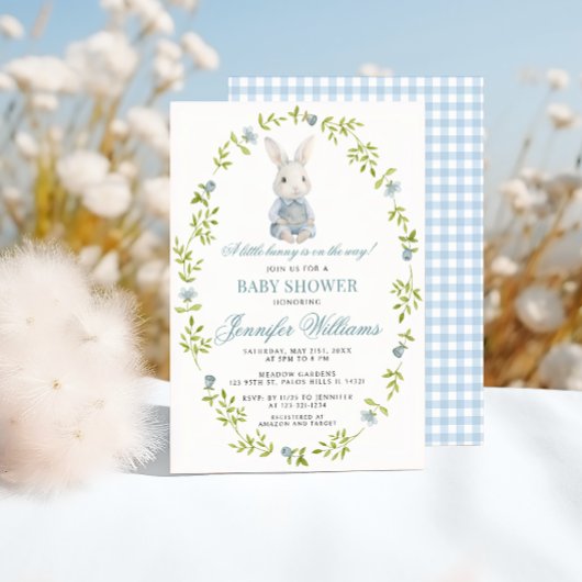 Blue Little Bunny Spring Easter Baby Dusche Einladung