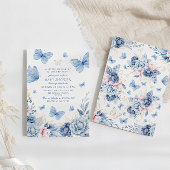 Blue Little Butterfly Blume Junge Babydusche Einladung