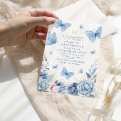 Blue Little Butterfly Blume Junge Babydusche Einladung