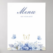 Blue Little Butterfly Boy Baby Showmenü Poster (Vorne)