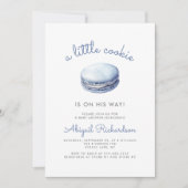 Blue Little Cookie Macaron Boy Baby Shower Einladung (Vorderseite)