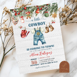 Blue Little Cowboy Western Holiday Baby Dusche Einladung