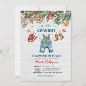 Blue Little Cowboy Western Holiday Baby Dusche Einladung (Vorderseite)