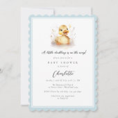 Blue Little Duckling Baby Dusche Einladung (Vorderseite)