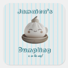 Blue Little Dumpling Boy Baby Dusche Quadratischer Aufkleber