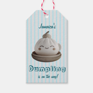 Blue Little Dumpling On The Way Geschenkmarke Geschenkanhänger