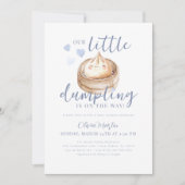 Blue Little Dumpling Watercolor Baby Shower Invita Einladung (Vorderseite)