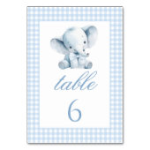 Blue Little Elephant Bow Baby Dusche Tischnummern (Vorderseite)