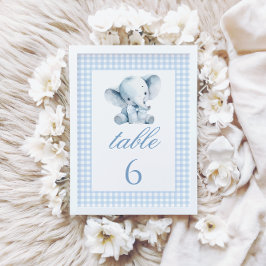 Blue Little Elephant Bow Baby Dusche Tischnummern