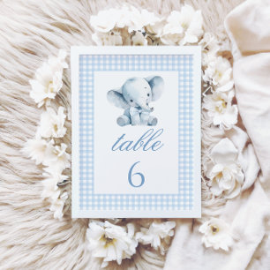 Blue Little Elephant Bow Baby Dusche Tischnummern