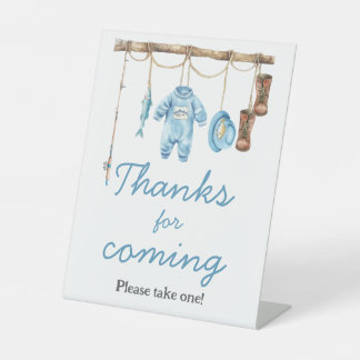 Blue Little Fisherman Thanks for coming Sockelschild