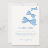 Blue Little Flying Bow Boy Baby Dusche Dankeskarte (Vorderseite)