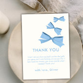 Blue Little Flying Bow Boy Baby Dusche Dankeskarte