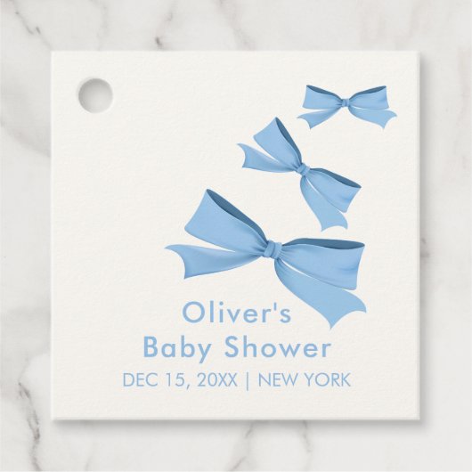 Blue Little Flying Bow Boy Baby Dusche Geschenkanhänger (Vorderseite)