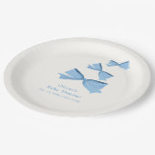 Blue Little Flying Bow Boy Baby Dusche Pappteller (Schrägansicht)