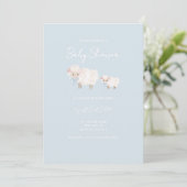 Blue Little Lamb Baby Dusche Einladung (Stehend Vorderseite)