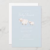 Blue Little Lamb Baby Dusche Einladung (Vorne/Hinten)