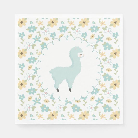 Blue Little Llama Napkins Serviette (Vorderseite)