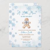 Blue Little Man Snowflakes Gingerbread Baby Shower Einladung (Vorne/Hinten)