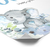 Blue Little Peanut Elephant Baby Dusche Drinks Poster (Ecke)