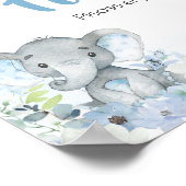 Blue Little Peanut Elephant Baby Dusche Nahrung Poster (Ecke)