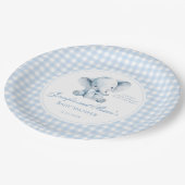 Blue Little Peanut Elephant Bow Baby Boy Shower Pappteller (Schrägansicht)