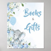 Blue Little Peanut Elephant Bücher und Geschenke Poster (Vorne)