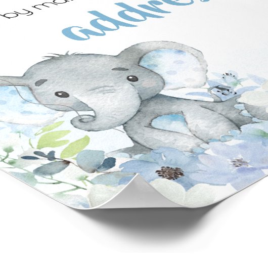 Blue Little Peanut Elephant Envelope Station Poster (Ecke)