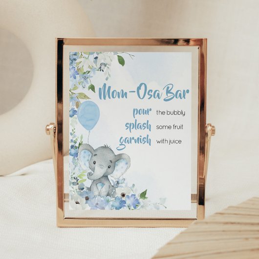 Blue Little Peanut Elephant Mama Osa Bar Poster