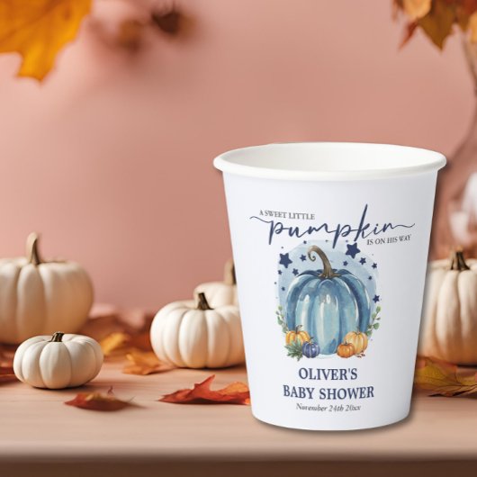 Blue Little Pumpkin auf seinem Weg Junge Baby Dusc Pappbecher