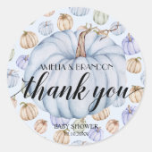 Blue Little Pumpkin Baby Dusche Danke Runder Aufkleber (Vorderseite)